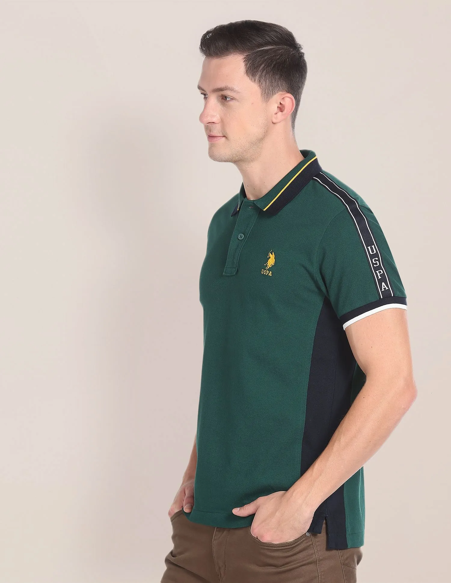 U.S. Polo Assn. Colour Block Panelled Polo Shirt