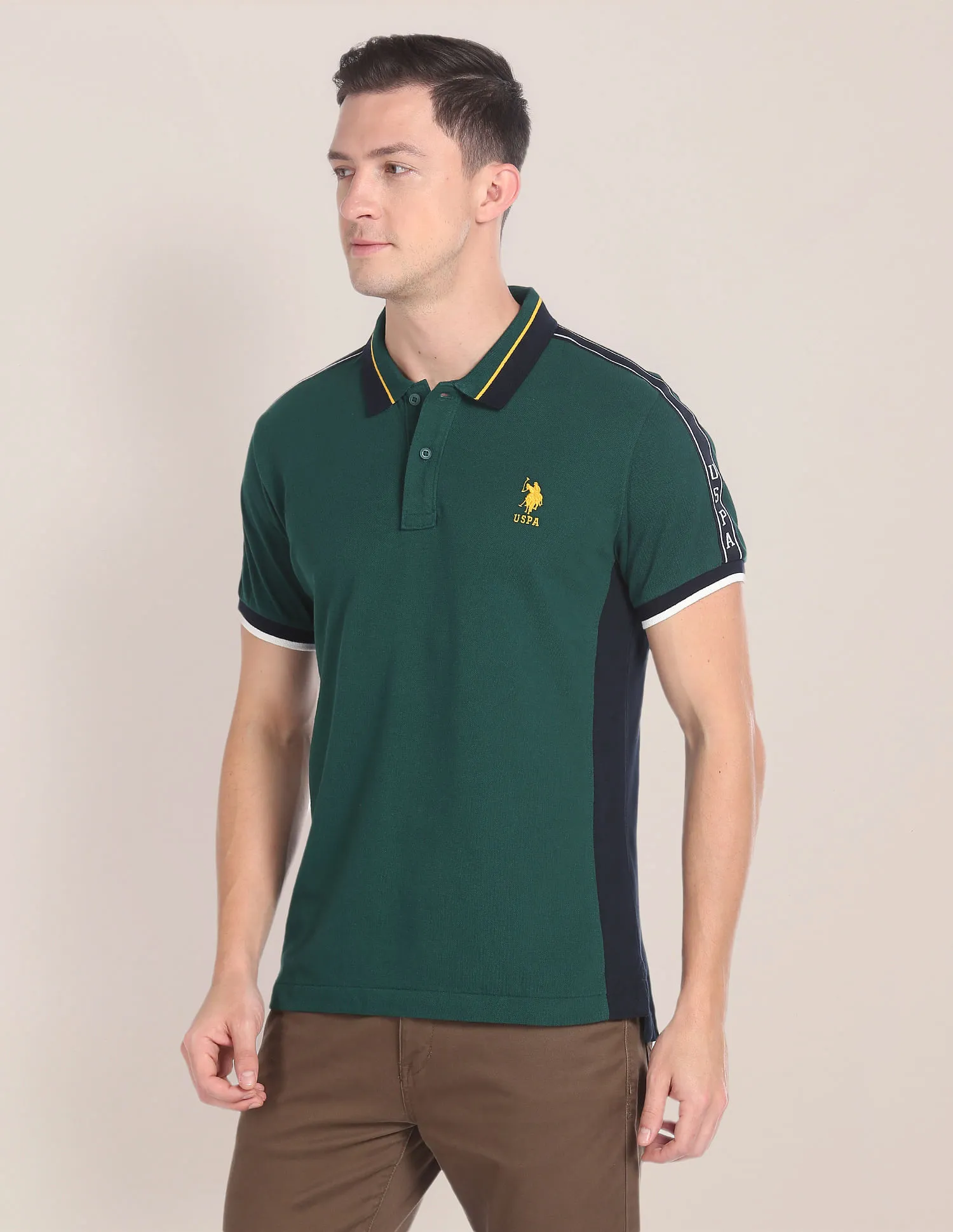 U.S. Polo Assn. Colour Block Panelled Polo Shirt