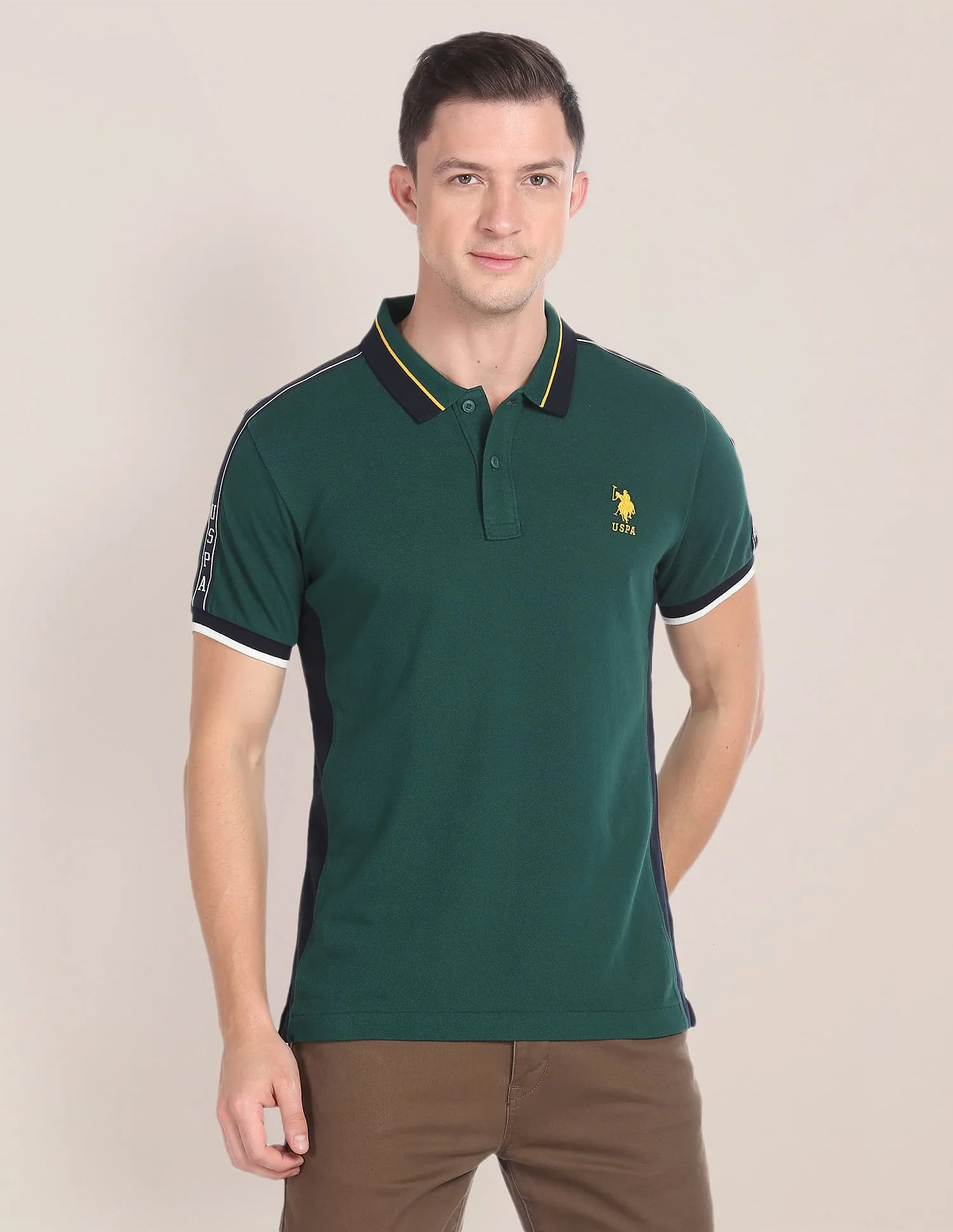 U.S. Polo Assn. Colour Block Panelled Polo Shirt