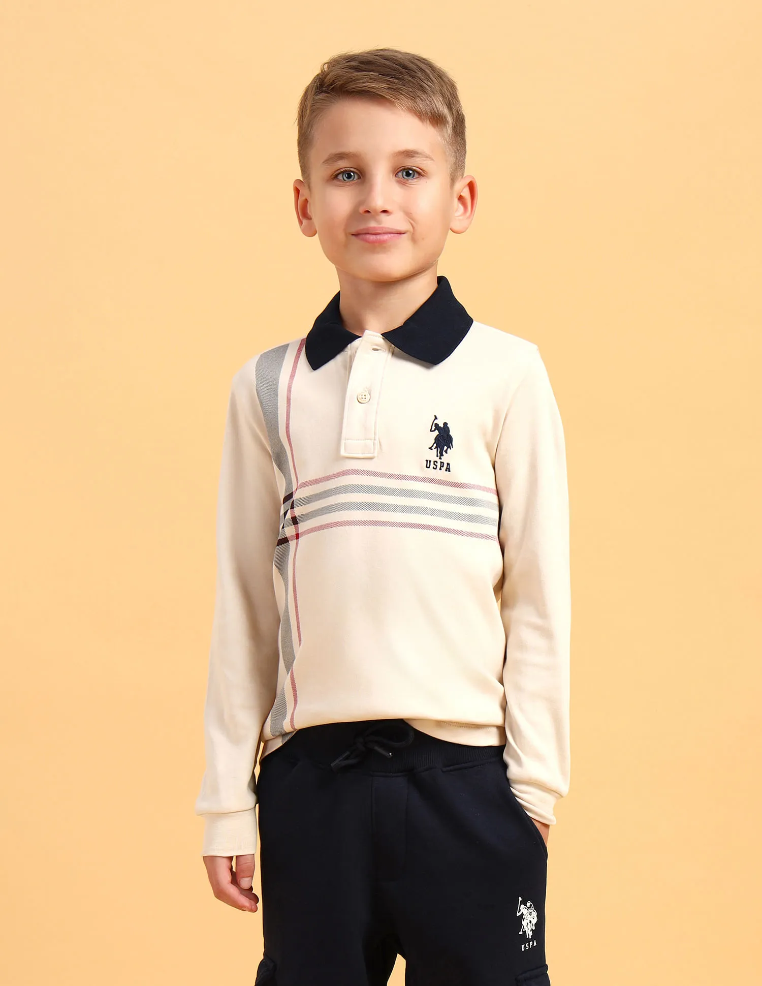 U.S. Polo Assn. Kids Boys Horizontal Striped Cotton Polo Shirt