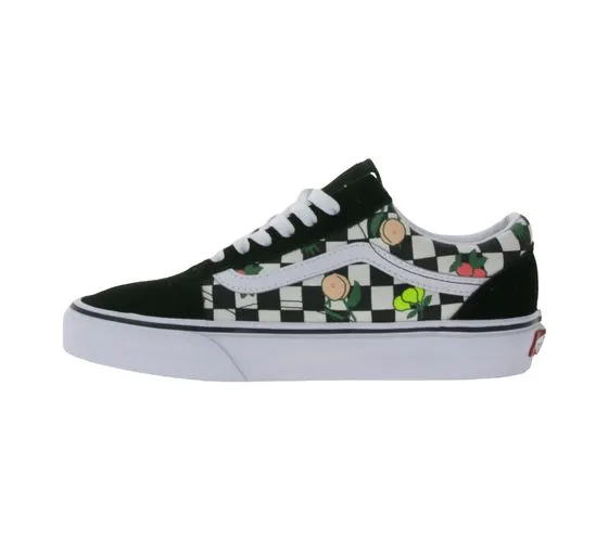 VANS Old Skool Mujer Fruit Checkerboard Skater Zapatos VN007NTY281 Negro/Blanco/Colorido