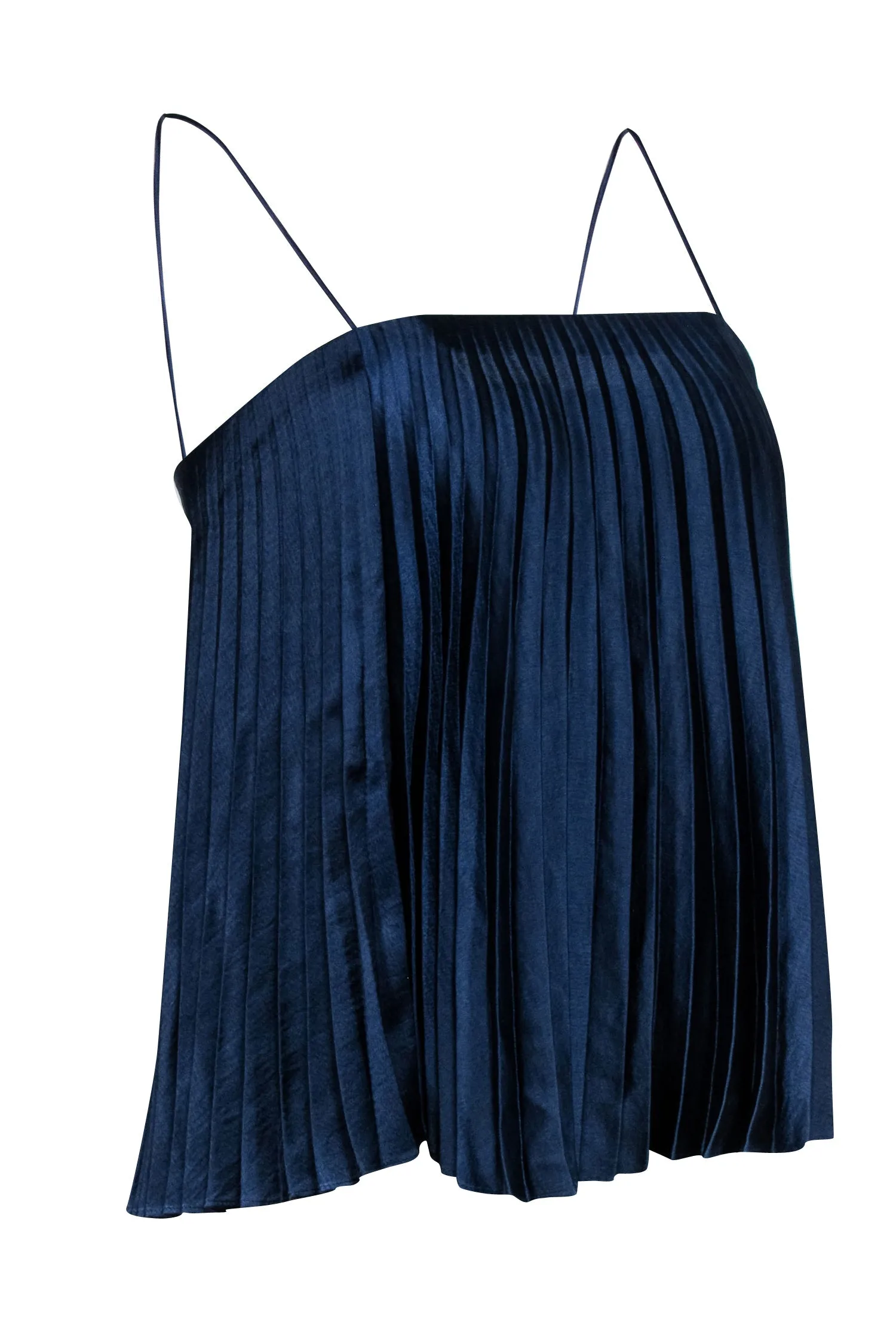 Vince - Navy Pleated Satin Sleeveless Top Sz XS