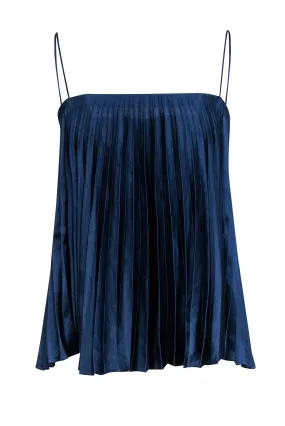 Vince - Navy Pleated Satin Sleeveless Top Sz XS