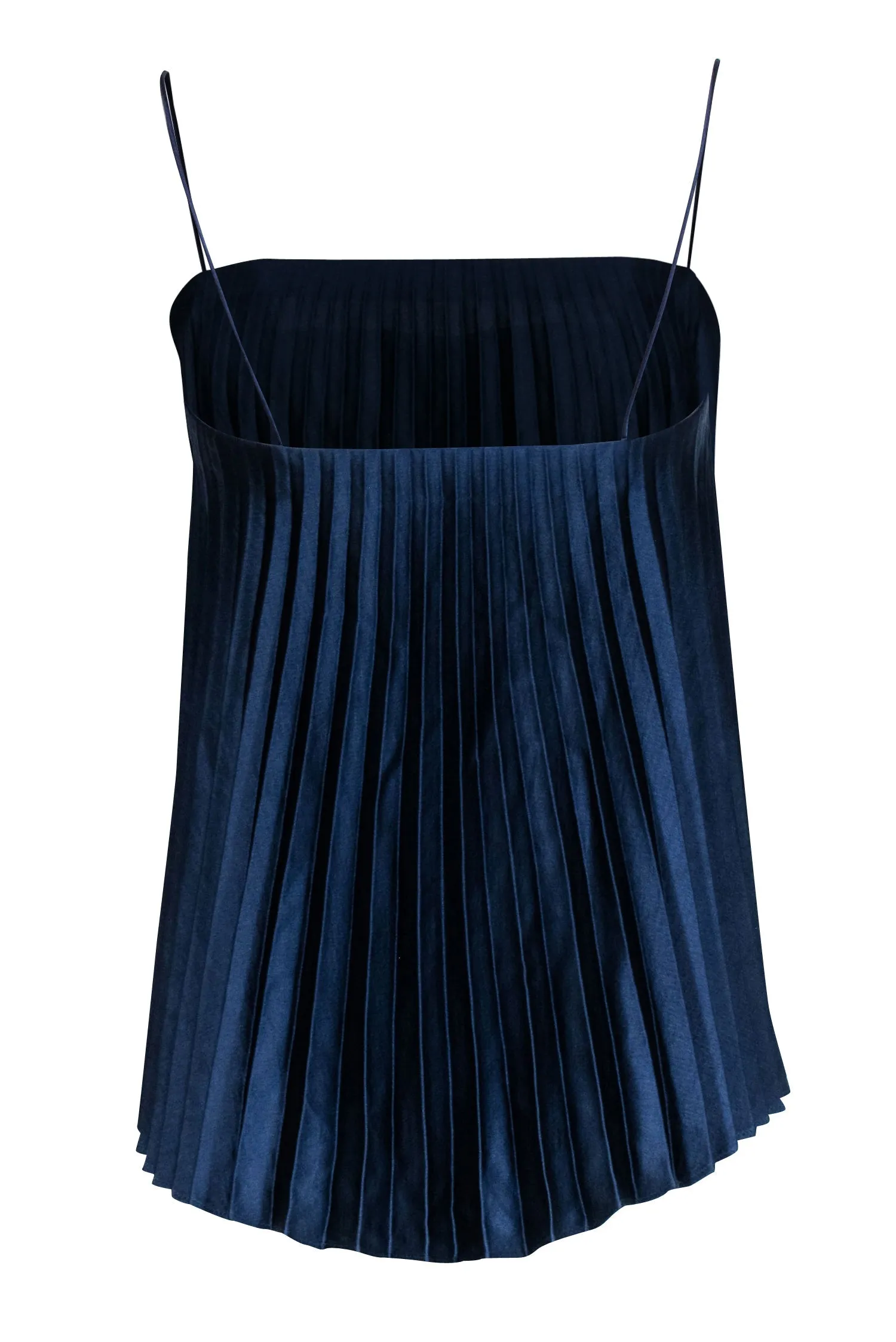 Vince - Navy Pleated Satin Sleeveless Top Sz XS