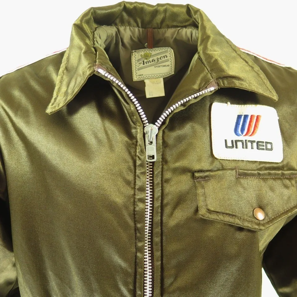 Vintage 60s United Airlines Mechanic Jacket M or S Brown Union Made