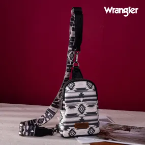 WG2205-210  Wrangler Aztec Print Crossbody Sling Chest Bag  - Black