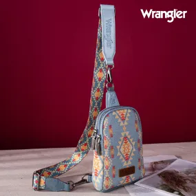 WG2205-210  Wrangler Aztec Print Crossbody Sling Chest Bag  - Jean