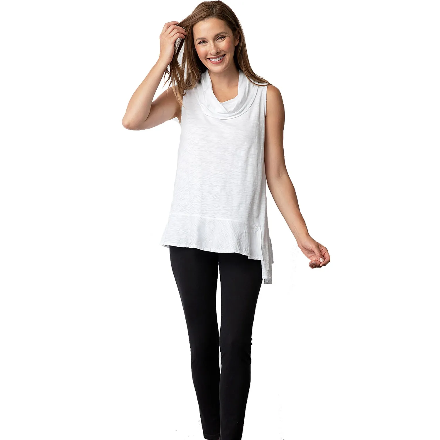 Women's Habitat Asymmetrical Cowl Neck Sleeveless Top White