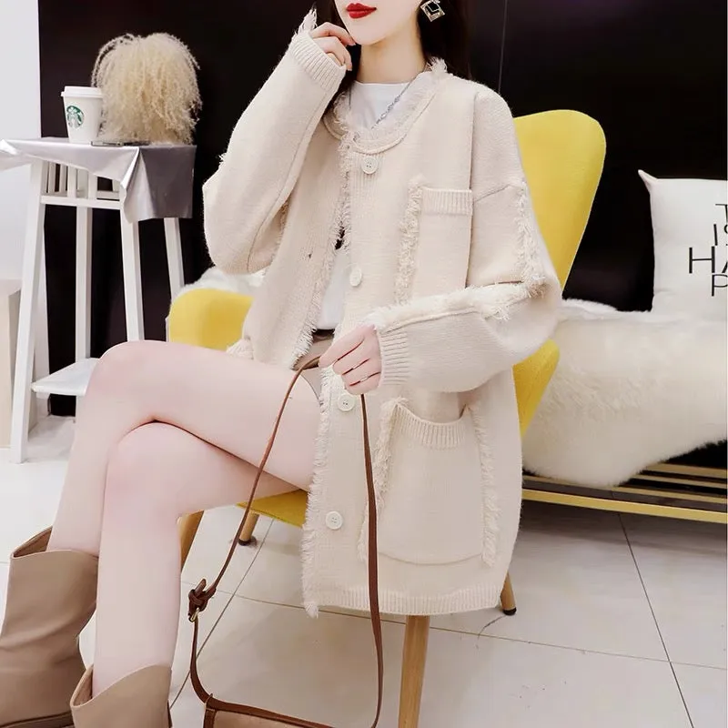 Xiaoxiang style sweater cardigan for women 2023 new autumn style age-reducing loose design internet celebrity knitted jacket